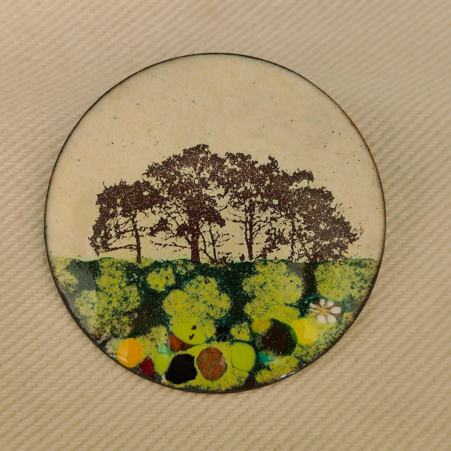 Tree and flower brooch