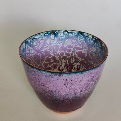 Wisteria enamel on copper bowl
