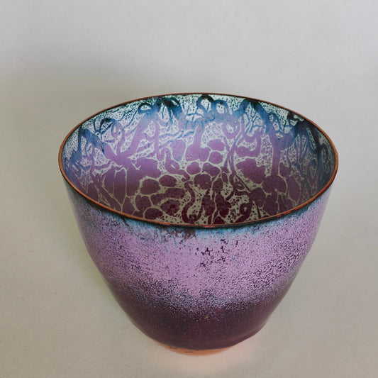 Wisteria enamel on copper bowl