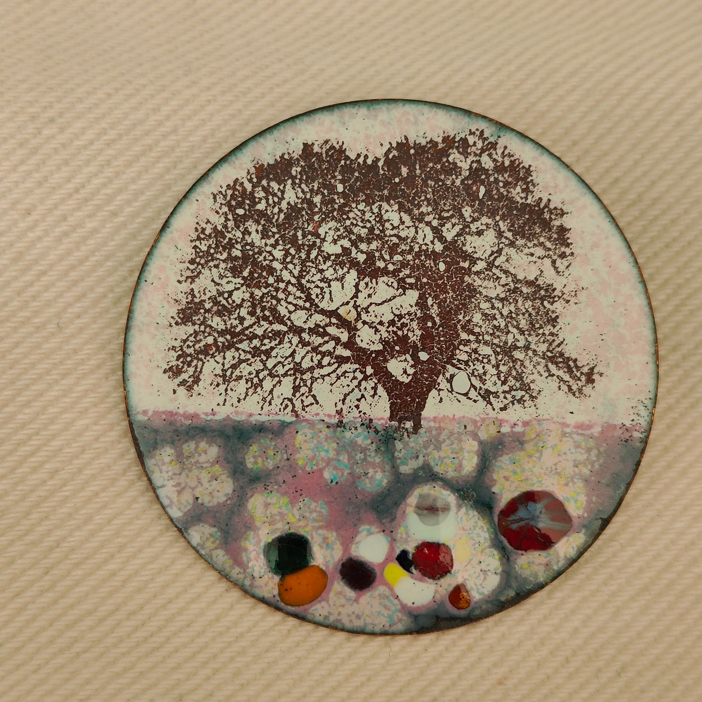 Pink tree brooch