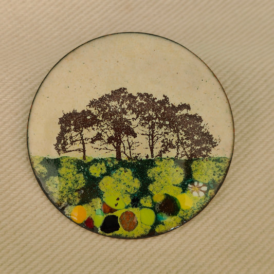 Tree and flower brooch